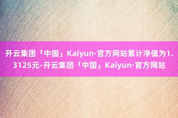 开云集团「中国」Kaiyun·官方网站累计净值为1.3125元-开云集团「中国」Kaiyun·官方网站