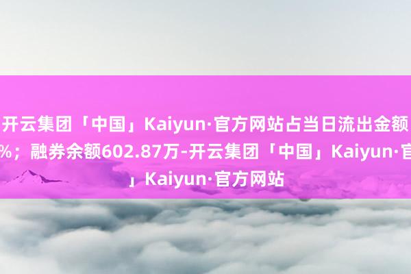 开云集团「中国」Kaiyun·官方网站占当日流出金额的0.34%；融券余额602.87万-开云集团「中国」Kaiyun·官方网站